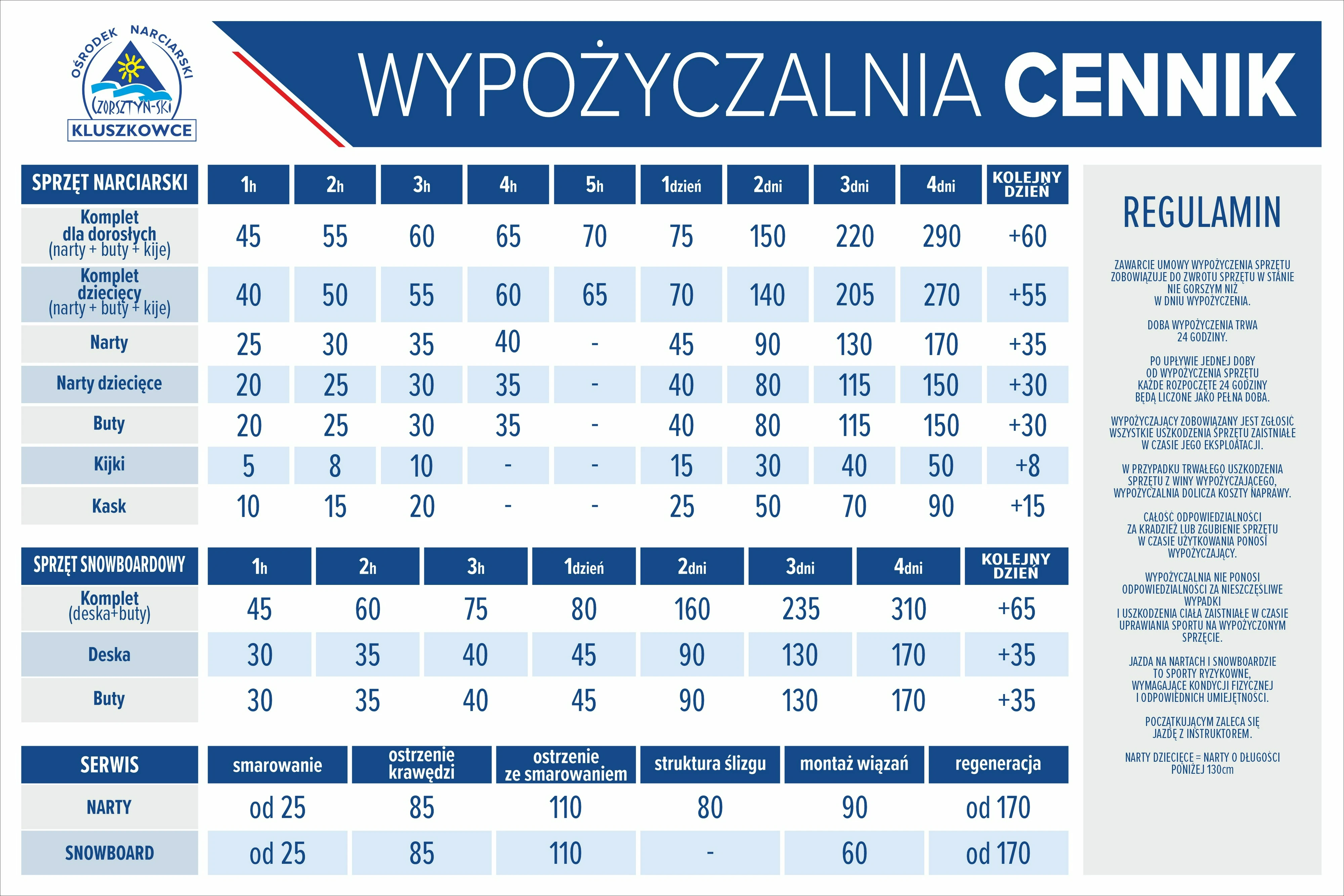 cennik wypożyczalni